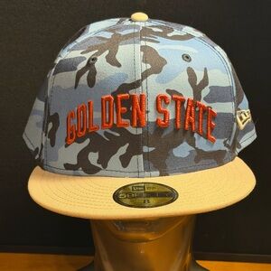 Golden State Warriors NBA New Era 59 Fifty Flat Bill Fitted Hat Size 8